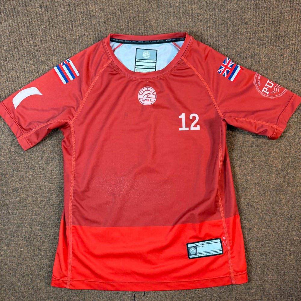 WSL 2018 Championship Tour Jersey Kids Y8 John John Florence 12 Red Hawaii Flag
